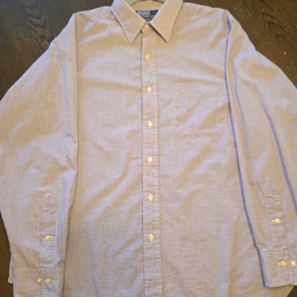 Ralph Lauren Men's Large Long Sleeve Cotton Dress Shirt Light Purple.